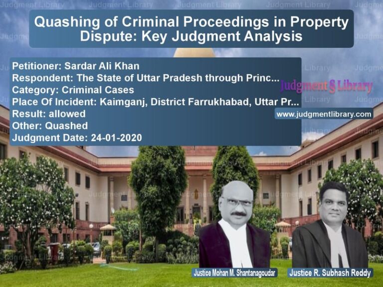 Featured image for Supreme Court Judgment dated 24-01-2020 in case of petitioner name Sardar Ali Khan vs The State of Uttar Pradesh thr