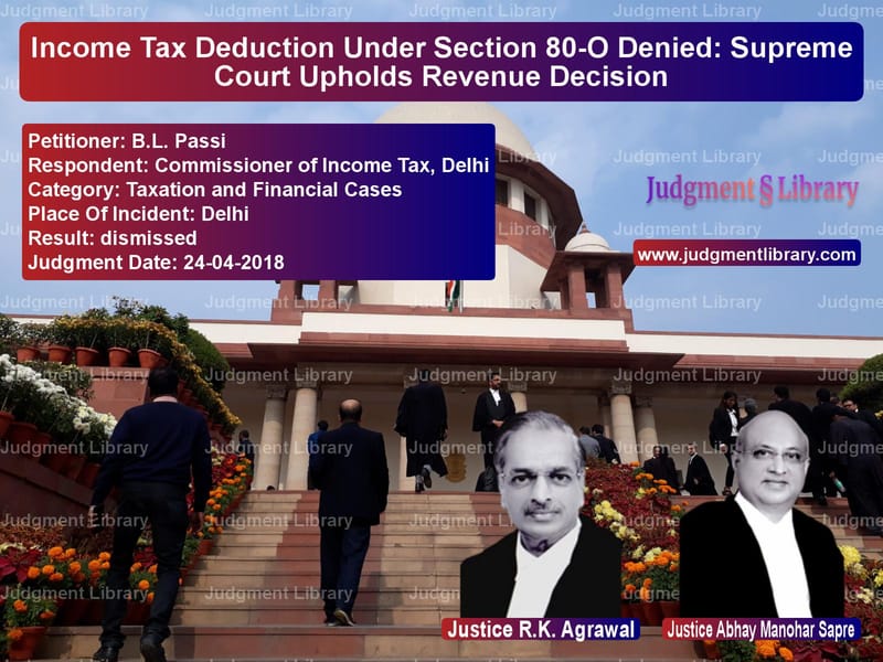 Featured image for Supreme Court Judgment dated 24-04-2018 in case of petitioner name B.L. Passi vs Commissioner of Income Tax, De