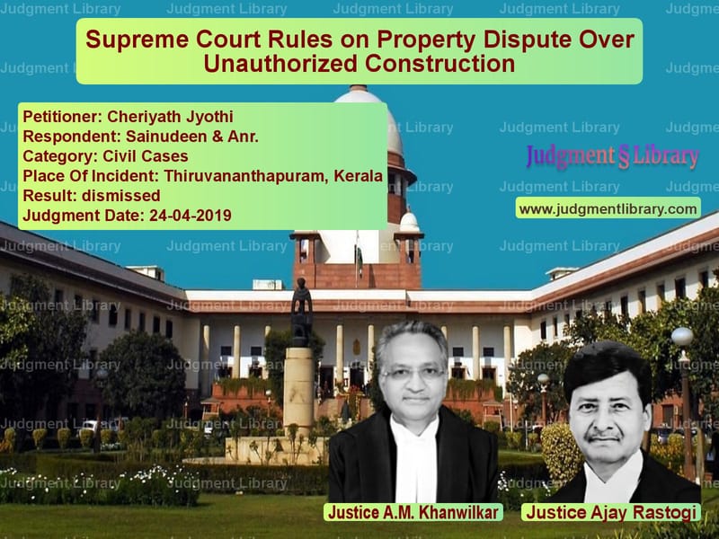 Featured image for Supreme Court Judgment dated 24-04-2019 in case of petitioner name Cheriyath Jyothi vs Sainudeen & Anr.