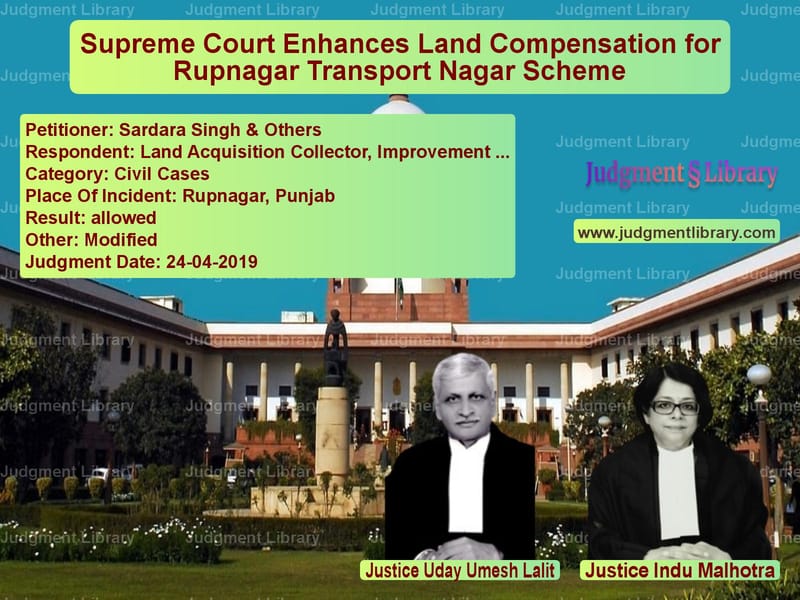 Featured image for Supreme Court Judgment dated 24-04-2019 in case of petitioner name Sardara Singh & Others vs Land Acquisition Collector, Im
