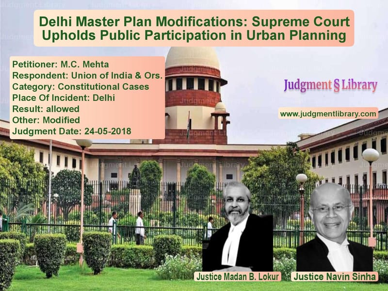 Featured image for Supreme Court Judgment dated 24-05-2018 in case of petitioner name M.C. Mehta vs Union of India & Ors.