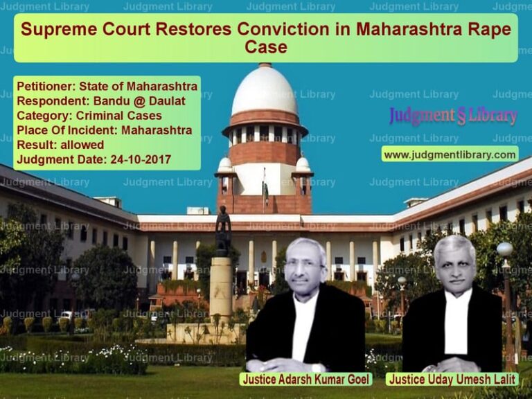 Featured image for Supreme Court Judgment dated 24-10-2017 in case of petitioner name State of Maharashtra vs Bandu @ Daulat