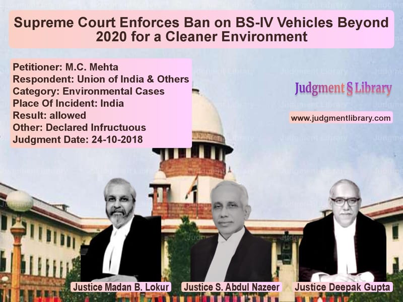 Featured image for Supreme Court Judgment dated 24-10-2018 in case of petitioner name M.C. Mehta vs Union of India & Others