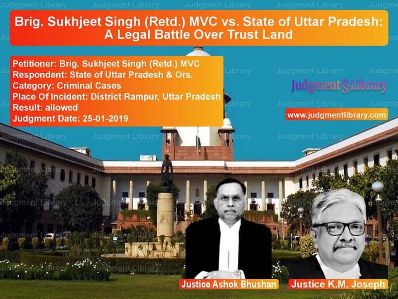 Featured image for Supreme Court Judgment dated 25-01-2019 in case of petitioner name Brig. Sukhjeet Singh (Retd.) M vs State of Uttar Pradesh & Ors.