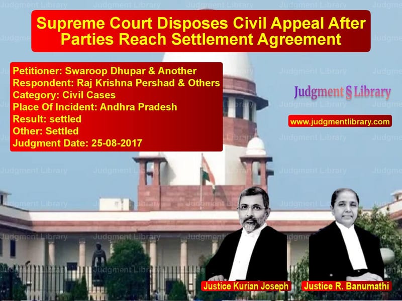 Featured image for Supreme Court Judgment dated 25-08-2017 in case of petitioner name Swaroop Dhupar & Another vs Raj Krishna Pershad & Others
