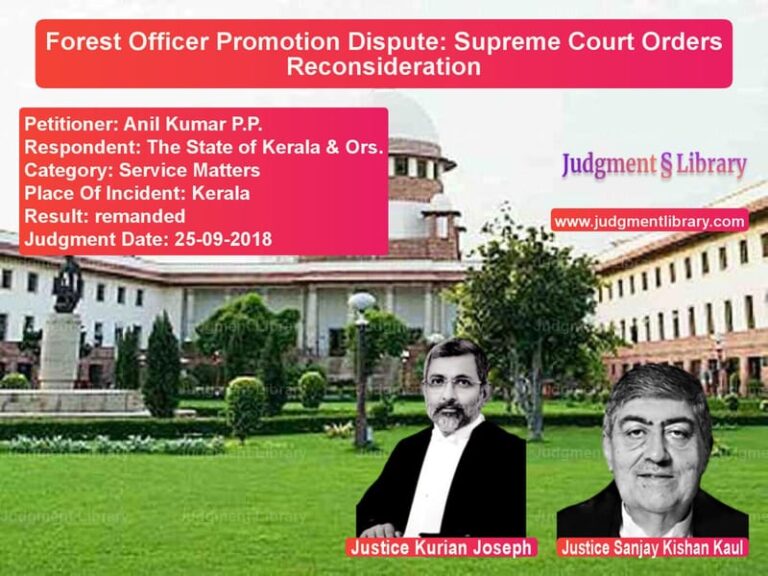 Featured image for Supreme Court Judgment dated 25-09-2018 in case of petitioner name Anil Kumar P.P. vs The State of Kerala & Ors.