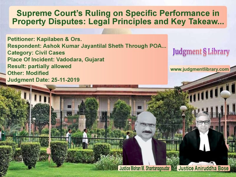 Featured image for Supreme Court Judgment dated 25-11-2019 in case of petitioner name Kapilaben & Ors. vs Ashok Kumar Jayantilal Sheth T