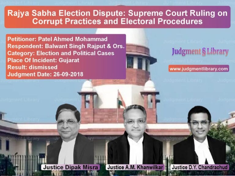 Featured image for Supreme Court Judgment dated 26-09-2018 in case of petitioner name Patel Ahmed Mohammad vs Balwant Singh Rajput & Ors.