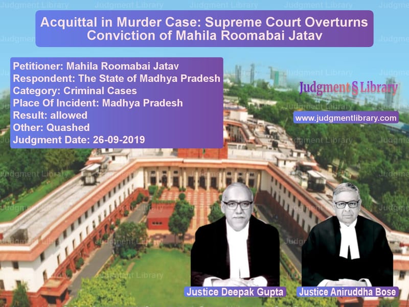 Featured image for Supreme Court Judgment dated 26-09-2019 in case of petitioner name Mahila Roomabai Jatav vs The State of Madhya Pradesh
