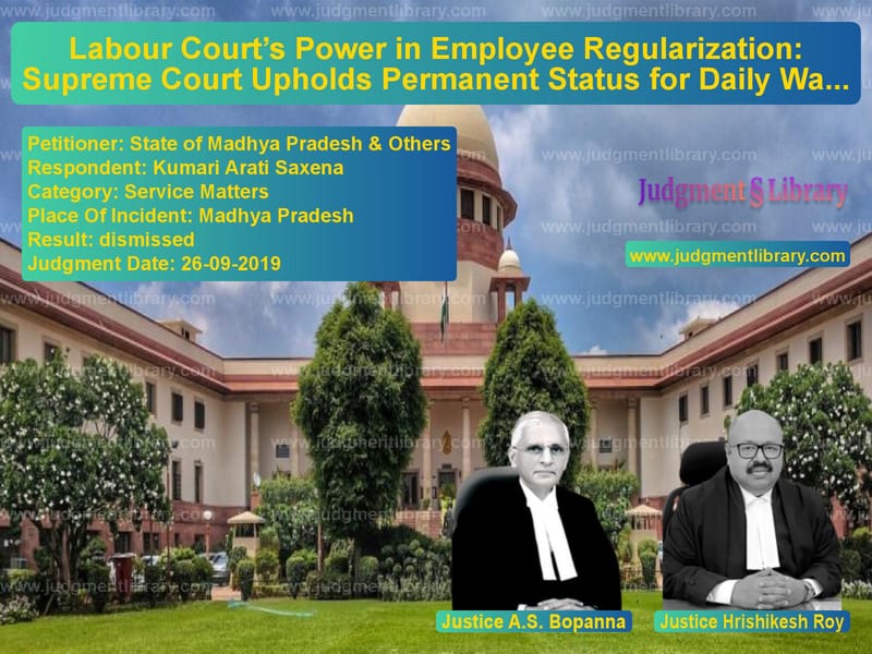 Featured image for Supreme Court Judgment dated 26-09-2019 in case of petitioner name State of Madhya Pradesh & Othe vs Kumari Arati Saxena
