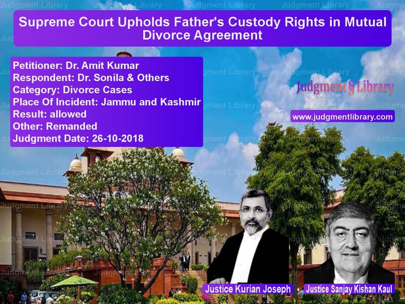 Featured image for Supreme Court Judgment dated 26-10-2018 in case of petitioner name Dr. Amit Kumar vs Dr. Sonila & Others