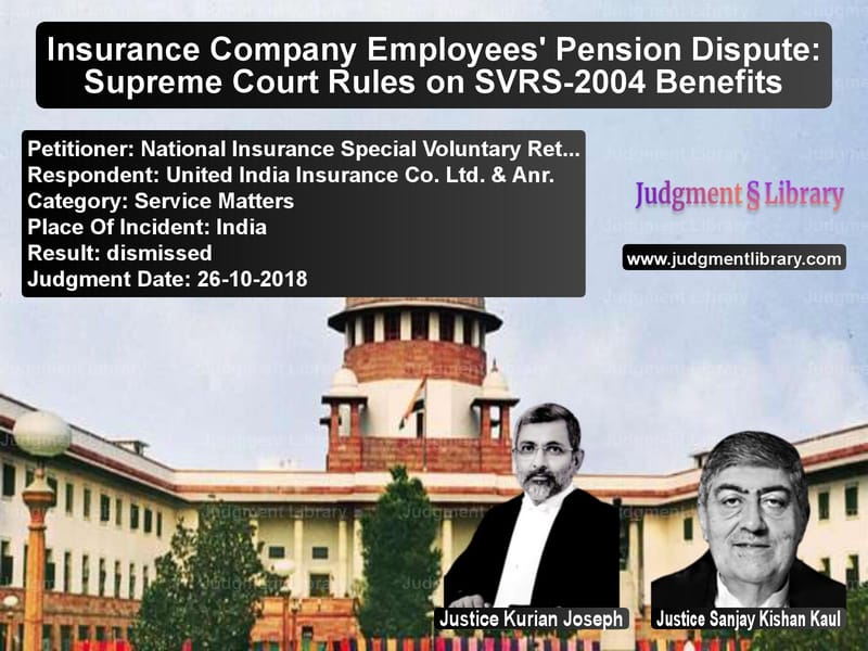Featured image for Supreme Court Judgment dated 26-10-2018 in case of petitioner name National Insurance Special Vol vs United India Insurance Co. Ltd