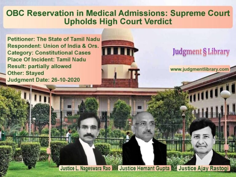 Featured image for Supreme Court Judgment dated 26-10-2020 in case of petitioner name The State of Tamil Nadu vs Union of India & Ors.