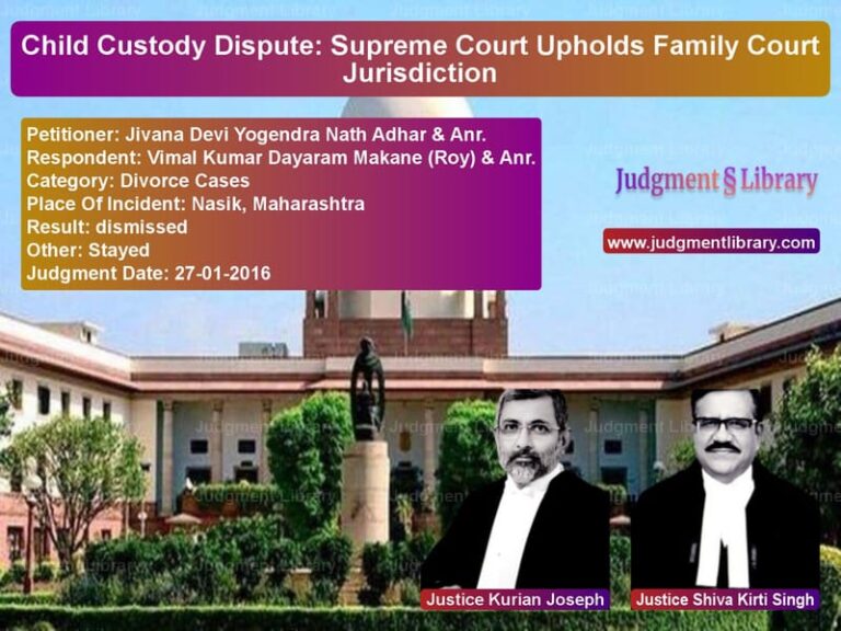 Featured image for Supreme Court Judgment dated 27-01-2016 in case of petitioner name Jivana Devi Yogendra Nath Adha vs Vimal Kumar Dayaram Makane (Ro