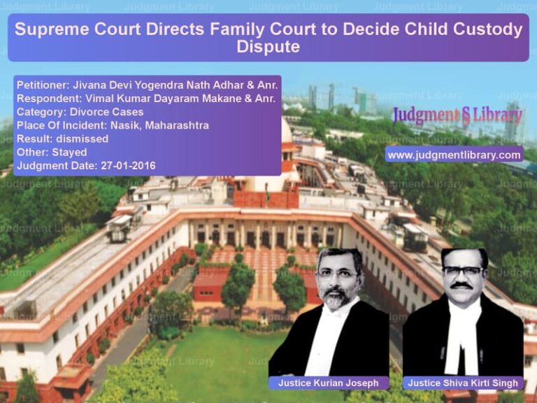 Featured image for Supreme Court Judgment dated 27-01-2016 in case of petitioner name Jivana Devi Yogendra Nath Adha vs Vimal Kumar Dayaram Makane & A