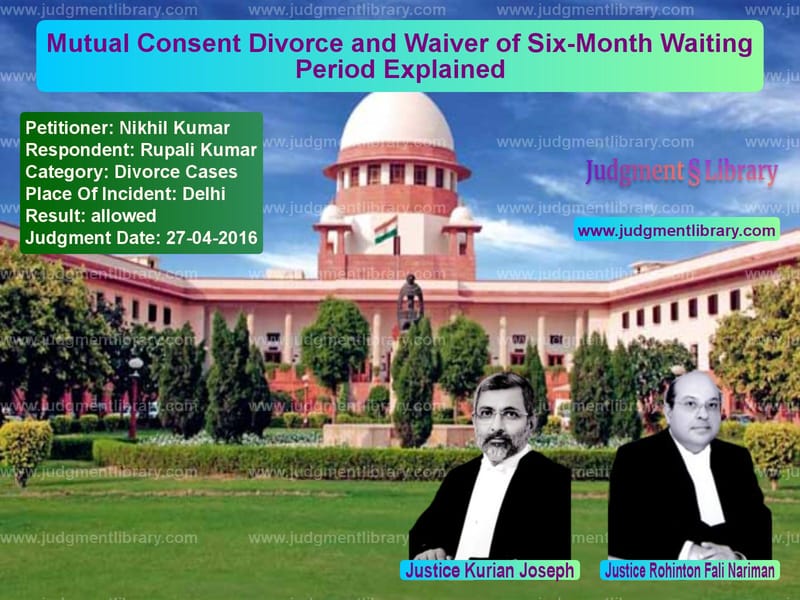 Featured image for Supreme Court Judgment dated 27-04-2016 in case of petitioner name Nikhil Kumar vs Rupali Kumar