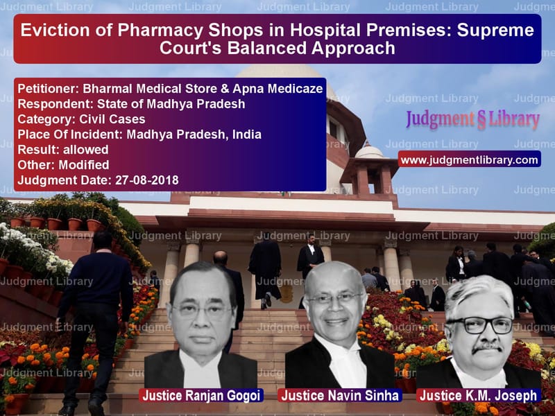 Featured image for Supreme Court Judgment dated 27-08-2018 in case of petitioner name Bharmal Medical Store & Apna M vs State of Madhya Pradesh