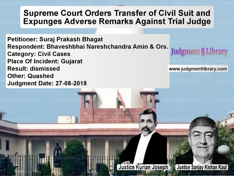 Featured image for Supreme Court Judgment dated 27-08-2018 in case of petitioner name Suraj Prakash Bhagat vs Bhaveshbhai Nareshchandra Amin