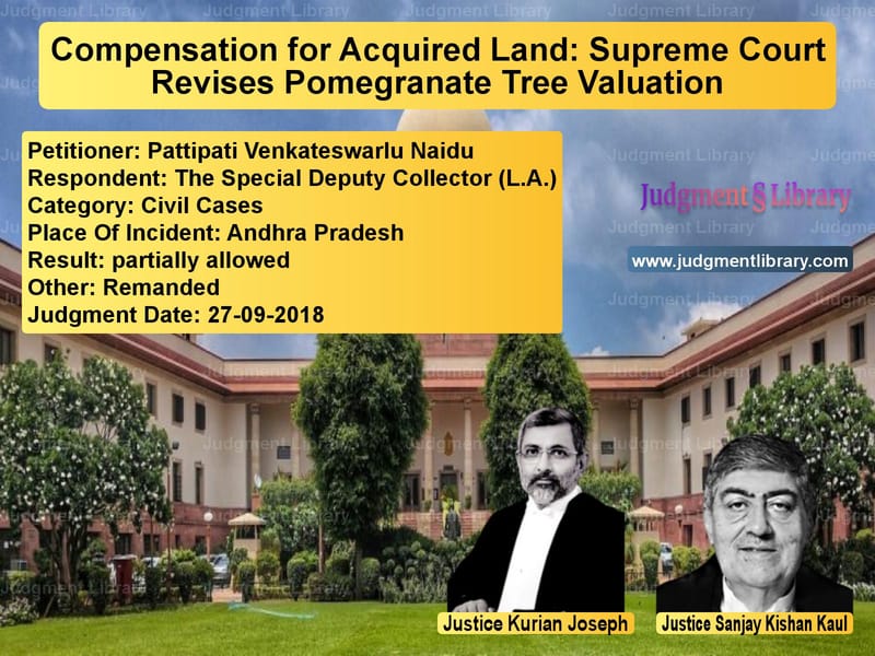 Featured image for Supreme Court Judgment dated 27-09-2018 in case of petitioner name Pattipati Venkateswarlu Naidu vs The Special Deputy Collector (