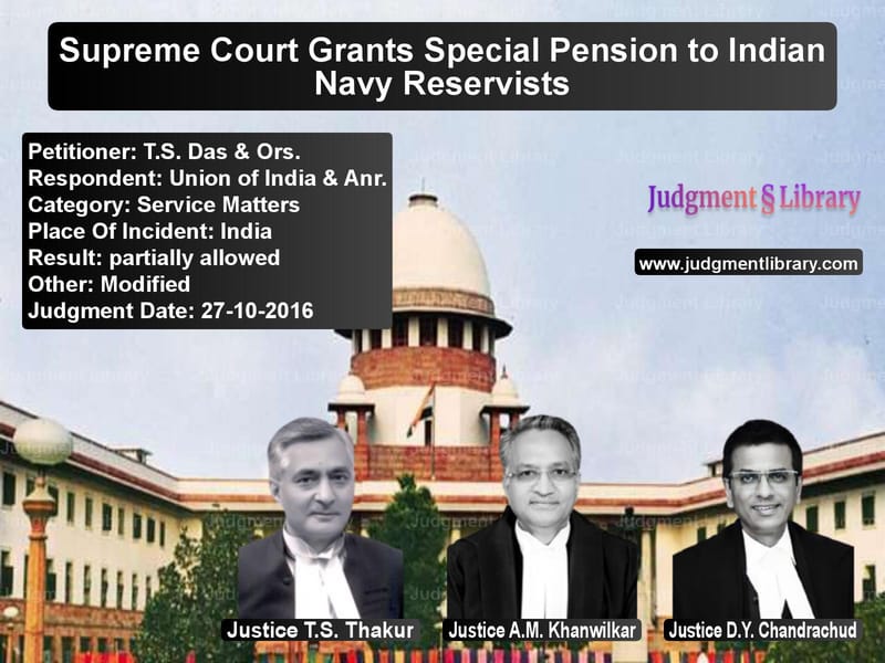 Featured image for Supreme Court Judgment dated 27-10-2016 in case of petitioner name T.S. Das & Ors. vs Union of India & Anr.