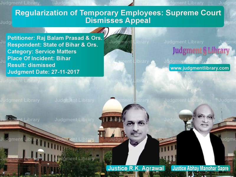 Featured image for Supreme Court Judgment dated 27-11-2017 in case of petitioner name Raj Balam Prasad & Ors. vs State of Bihar & Ors.
