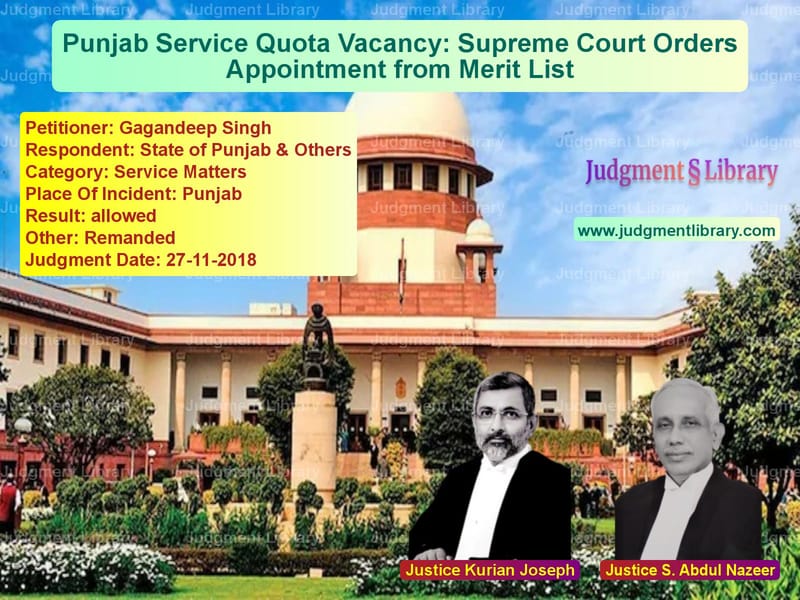 Featured image for Supreme Court Judgment dated 27-11-2018 in case of petitioner name Gagandeep Singh vs State of Punjab & Others