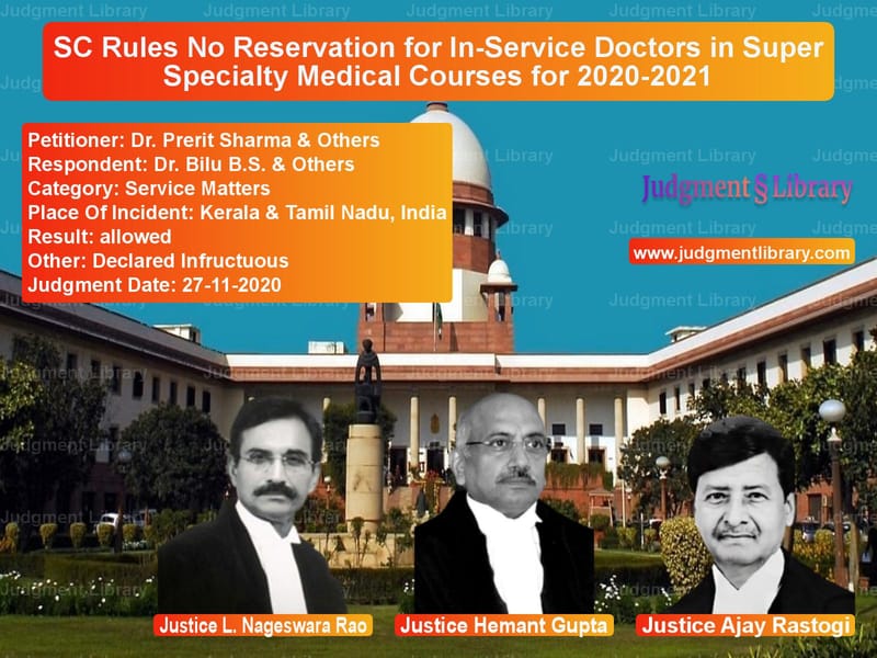 Featured image for Supreme Court Judgment dated 27-11-2020 in case of petitioner name Dr. Prerit Sharma & Others vs Dr. Bilu B.S. & Others