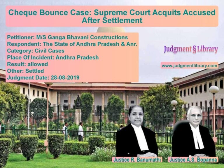 Featured image for Supreme Court Judgment dated 28-08-2019 in case of petitioner name M/S Ganga Bhavani Construction vs The State of Andhra Pradesh &