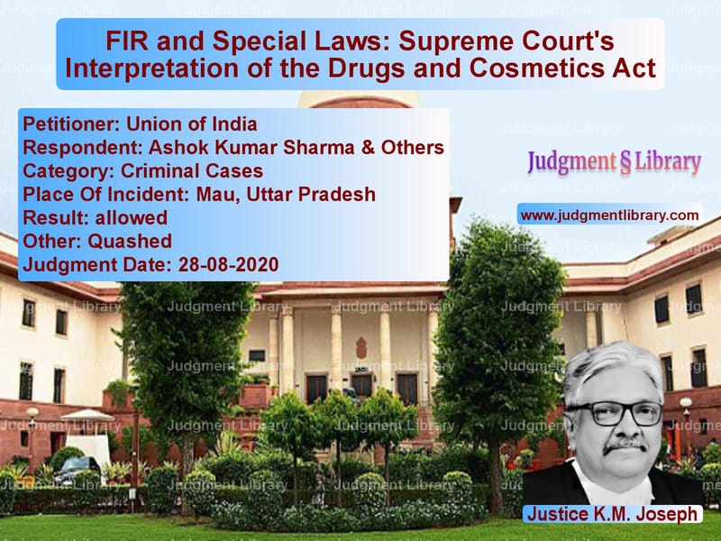 Featured image for Supreme Court Judgment dated 28-08-2020 in case of petitioner name Union of India vs Ashok Kumar Sharma & Others