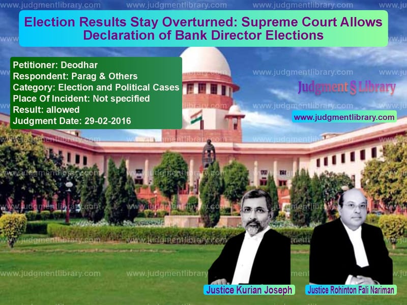 Featured image for Supreme Court Judgment dated 29-02-2016 in case of petitioner name Deodhar vs Parag & Others
