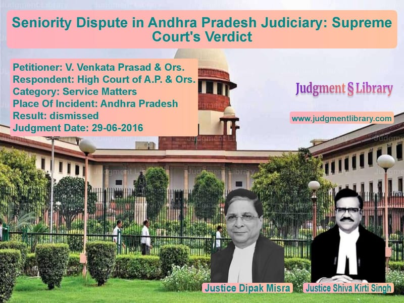 Featured image for Supreme Court Judgment dated 29-06-2016 in case of petitioner name V. Venkata Prasad & Ors. vs High Court of A.P. & Ors.