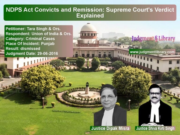 Featured image for Supreme Court Judgment dated 29-06-2016 in case of petitioner name Tara Singh & Ors. vs Union of India & Ors.