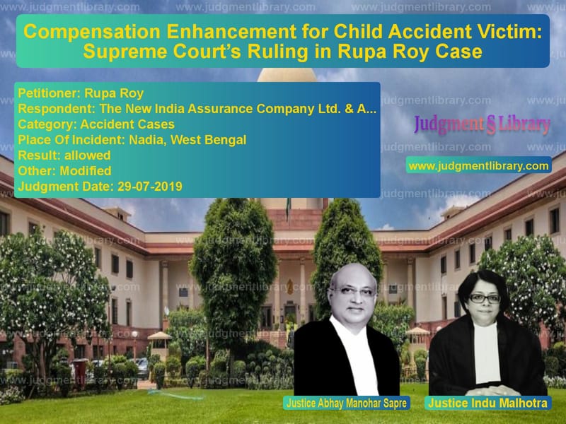 Featured image for Supreme Court Judgment dated 29-07-2019 in case of petitioner name Rupa Roy vs The New India Assurance Compan