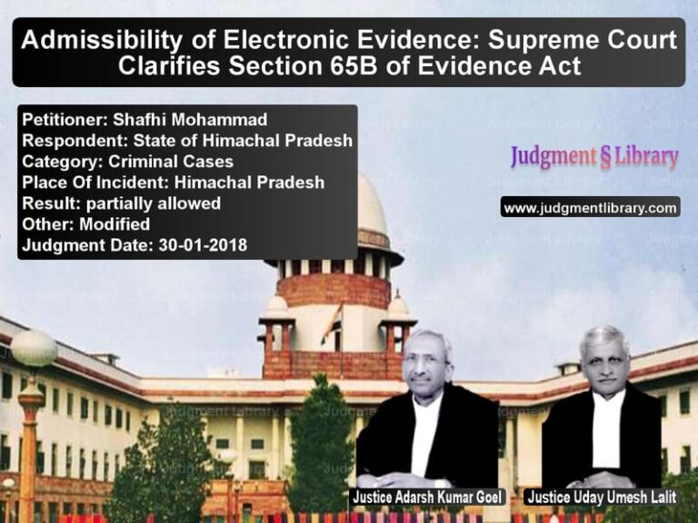 Featured image for Supreme Court Judgment dated 30-01-2018 in case of petitioner name Shafhi Mohammad vs State of Himachal Pradesh