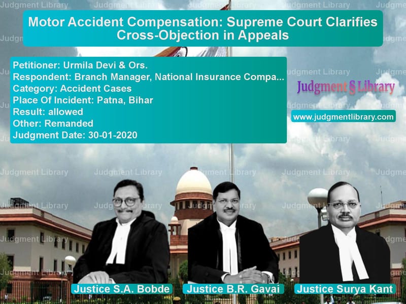 Featured image for Supreme Court Judgment dated 30-01-2020 in case of petitioner name Urmila Devi & Ors. vs Branch Manager, National Insur