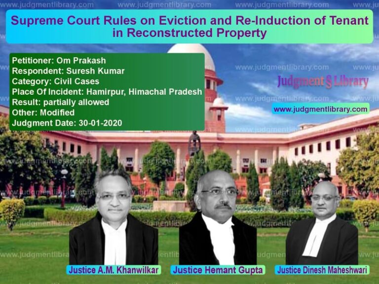 Featured image for Supreme Court Judgment dated 30-01-2020 in case of petitioner name Om Prakash vs Suresh Kumar