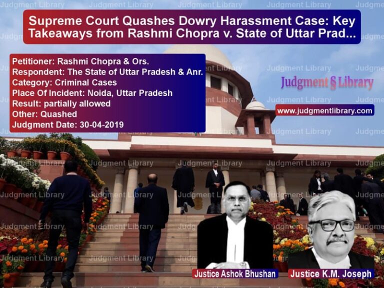 Featured image for Supreme Court Judgment dated 30-04-2019 in case of petitioner name Rashmi Chopra & Ors. vs The State of Uttar Pradesh & A