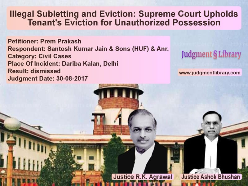 Featured image for Supreme Court Judgment dated 30-08-2017 in case of petitioner name Prem Prakash vs Santosh Kumar Jain & Sons (HUF