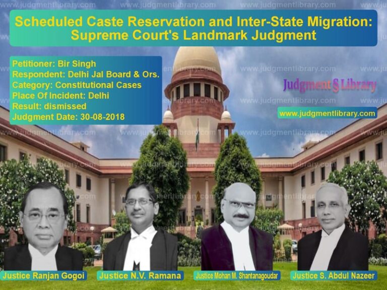 Featured image for Supreme Court Judgment dated 30-08-2018 in case of petitioner name Bir Singh vs Delhi Jal Board & Ors.