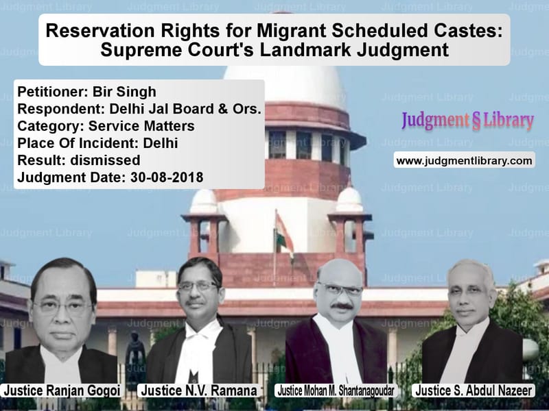 Featured image for Supreme Court Judgment dated 30-08-2018 in case of petitioner name Bir Singh vs Delhi Jal Board & Ors.