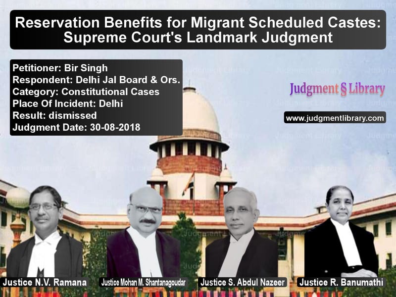 Featured image for Supreme Court Judgment dated 30-08-2018 in case of petitioner name Bir Singh vs Delhi Jal Board & Ors.