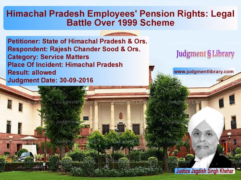 Featured image for Supreme Court Judgment dated 30-09-2016 in case of petitioner name State of Himachal Pradesh & Or vs Rajesh Chander Sood & Ors.