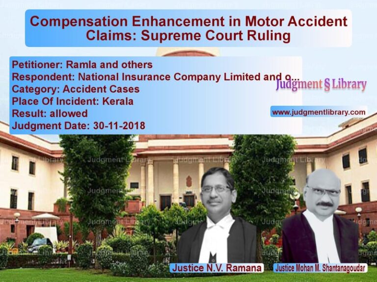 Featured image for Supreme Court Judgment dated 30-11-2018 in case of petitioner name Ramla and others vs National Insurance Company Lim