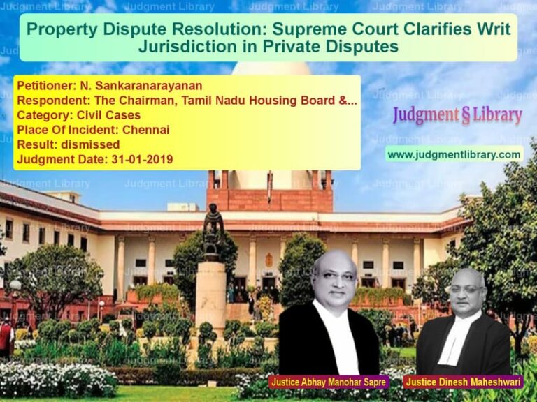 Featured image for Supreme Court Judgment dated 31-01-2019 in case of petitioner name N. Sankaranarayanan vs The Chairman, Tamil Nadu Housi