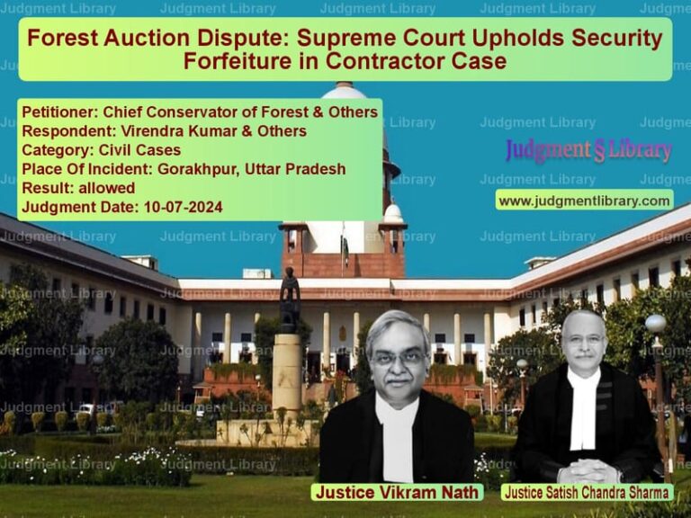Forest Auction Dispute: Supreme Court Upholds Security Forfeiture in Contractor Case image for SC Judgment dated 10-07-2024 in the case of Chief Conservator of Forest & vs Virendra Kumar & Others