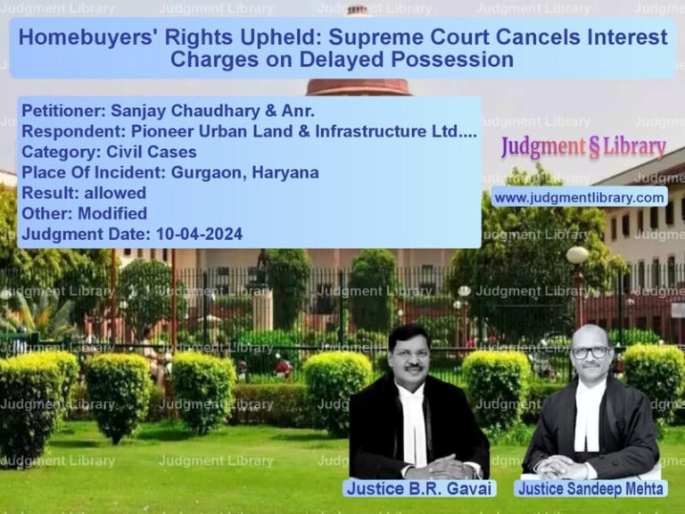 Homebuyers' Rights Upheld: Supreme Court Cancels Interest Charges on Delayed Possession image for SC Judgment dated 10-04-2024 in the case of Sanjay Chaudhary & Anr. vs Pioneer Urban Land & Infrastru