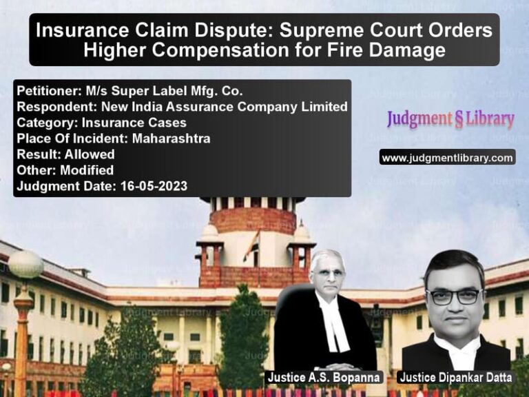 Insurance Claim Dispute: Supreme Court Orders Higher Compensation for Fire Damage image for SC Judgment dated 16-05-2023 in the case of M/s Super Label Mfg. Co. vs New India Assurance Company Li