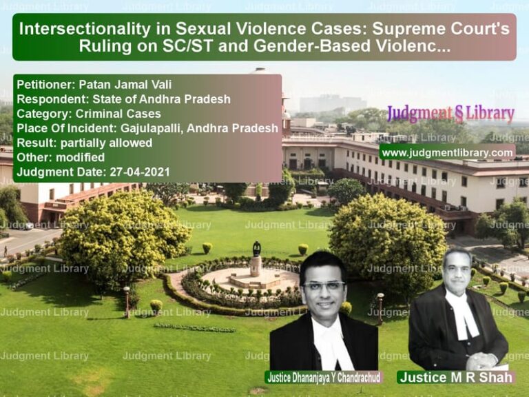 Intersectionality in Sexual Violence Cases: Supreme Court's Ruling on SC/ST and Gender-Based Violence image for SC Judgment dated 27-04-2021 in the case of Patan Jamal Vali vs State of Andhra Pradesh
