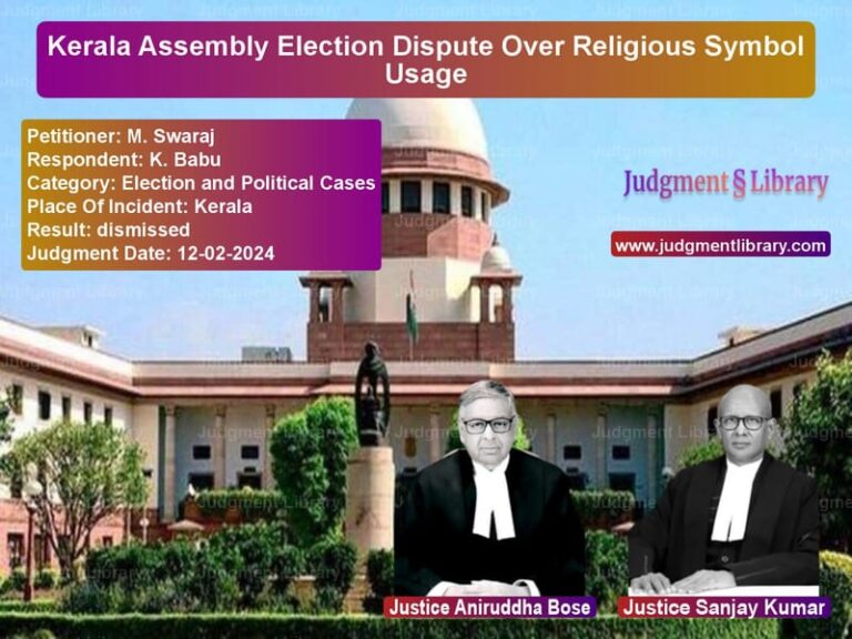 Kerala Assembly Election Dispute Over Religious Symbol Usage image for SC Judgment dated 12-02-2024 in the case of M. Swaraj vs K. Babu