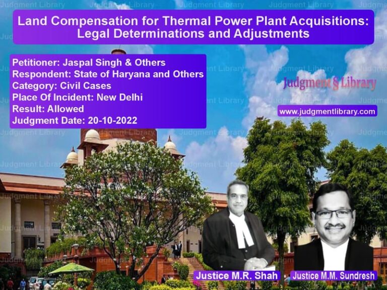 Land Compensation for Thermal Power Plant Acquisitions: Legal Determinations and Adjustments image for SC Judgment dated 20-10-2022 in the case of Jaspal Singh & Others vs State of Haryana and Others